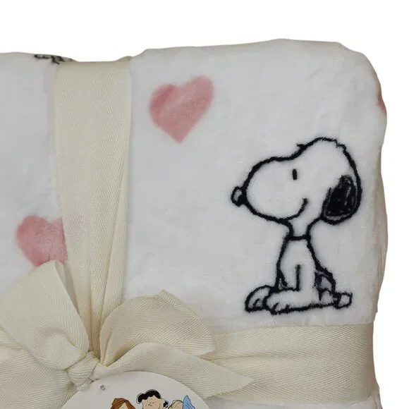 Peanuts VelvetLoft King Blanket 108"x90" By Berkshire Snoopy Hearts Soft Cozy - Picture 6 of 9